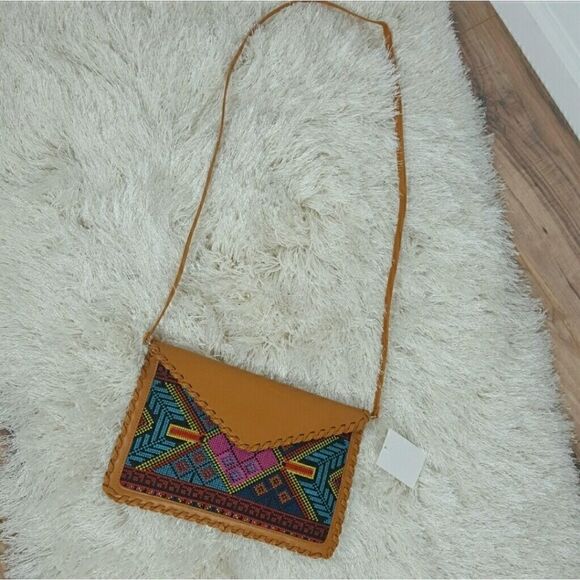 Crossbody Shoulder Bag Clutch Embroidered Boho Multicolor Western Art To Wear - Picture 3 of 6